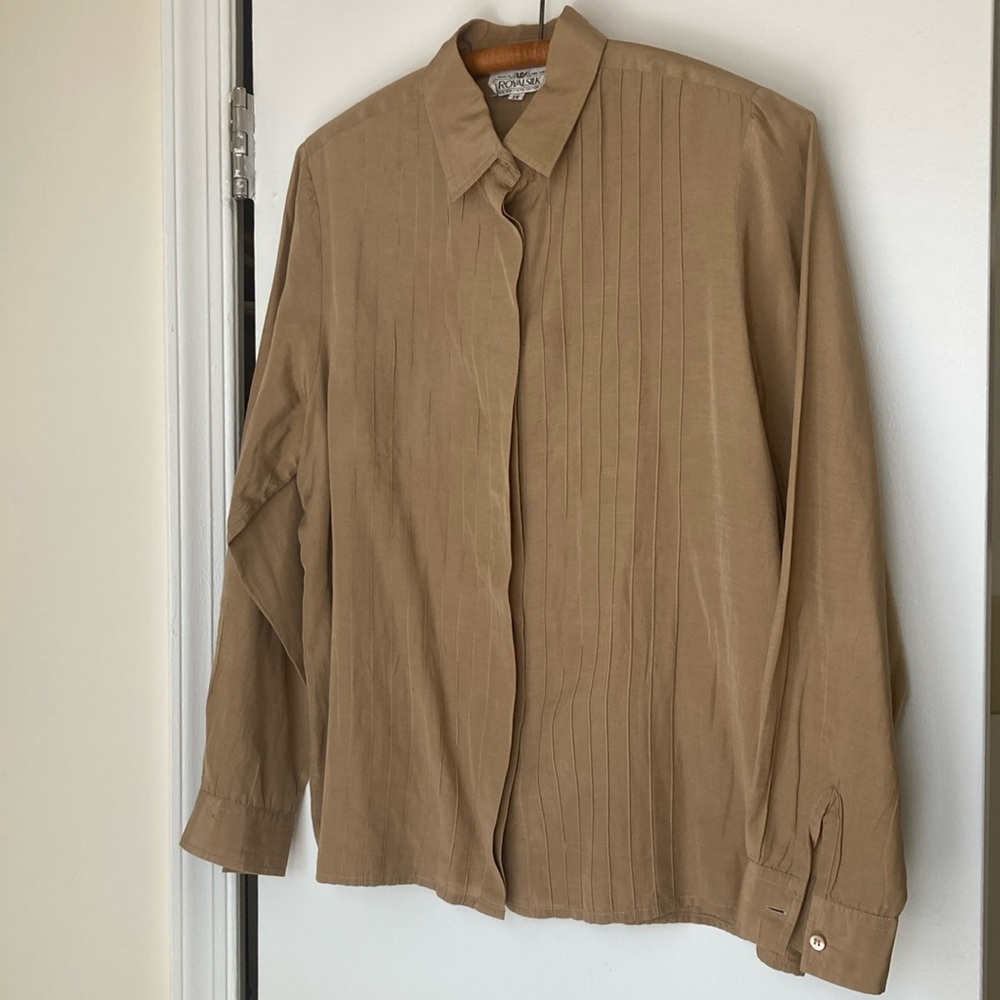 Silk/cotton blend tan blouse